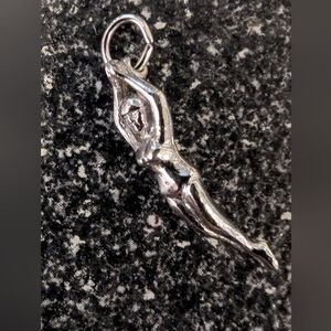 Pendant or for Charm bracelet -Silver female Diver/Swimmer